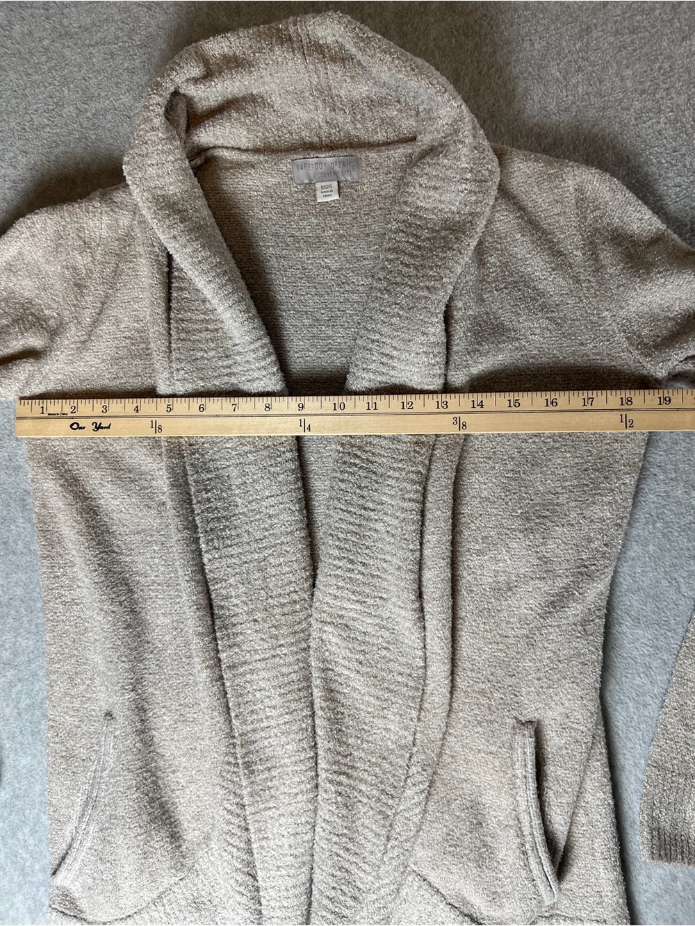 Barefoot Dreams Cozy Open-Front Shawl Collar Cardigan Oatmeal Grey Women’s Size - Picture 8 of 10